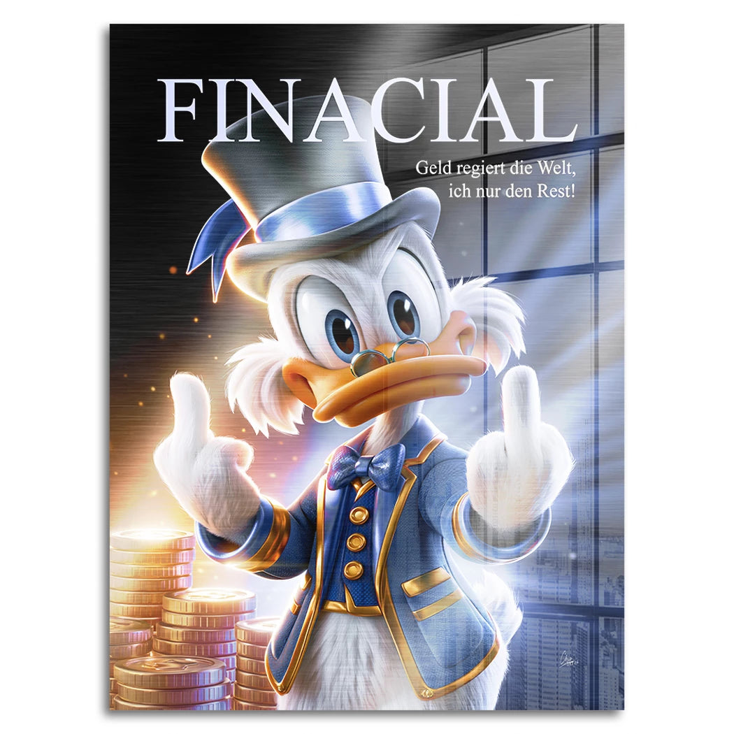 Financial Dagobert Duck Aluminiumbild gebürstet