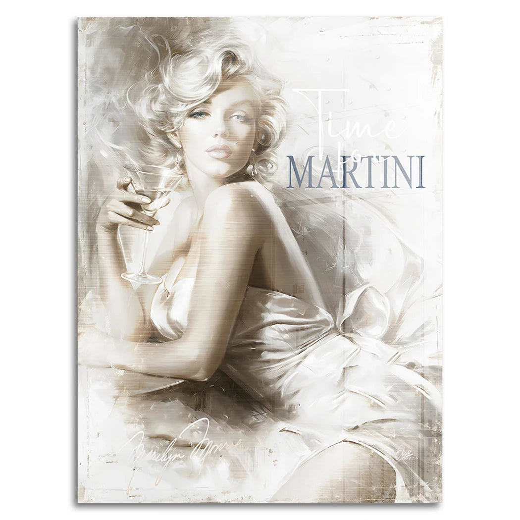 Marilyn Monroe Martini Aluminiumbild gebürstet