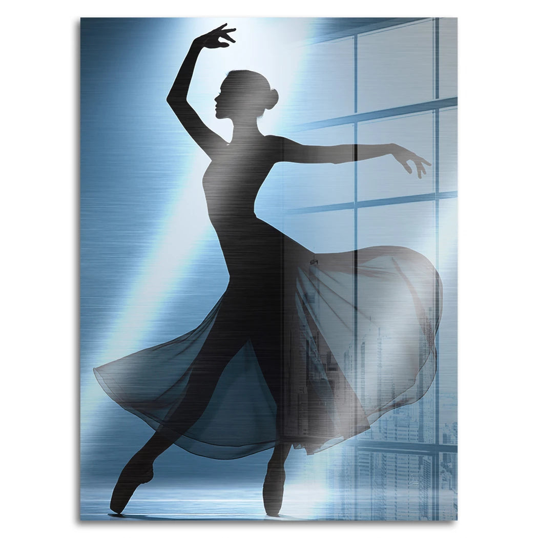 Ballerina Lichttanz Aluminiumbild gebürstet