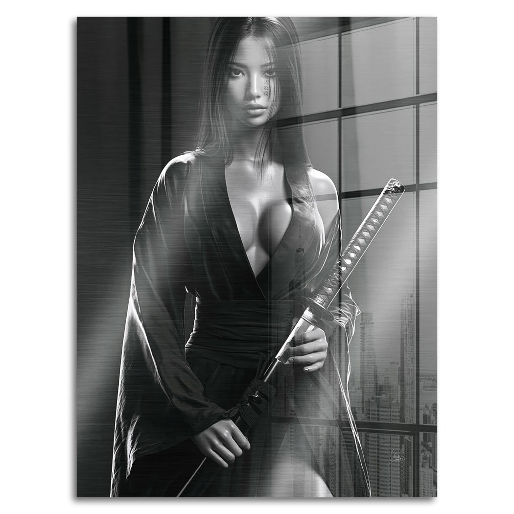 Samurai Lady Aluminiumbild gebürstet