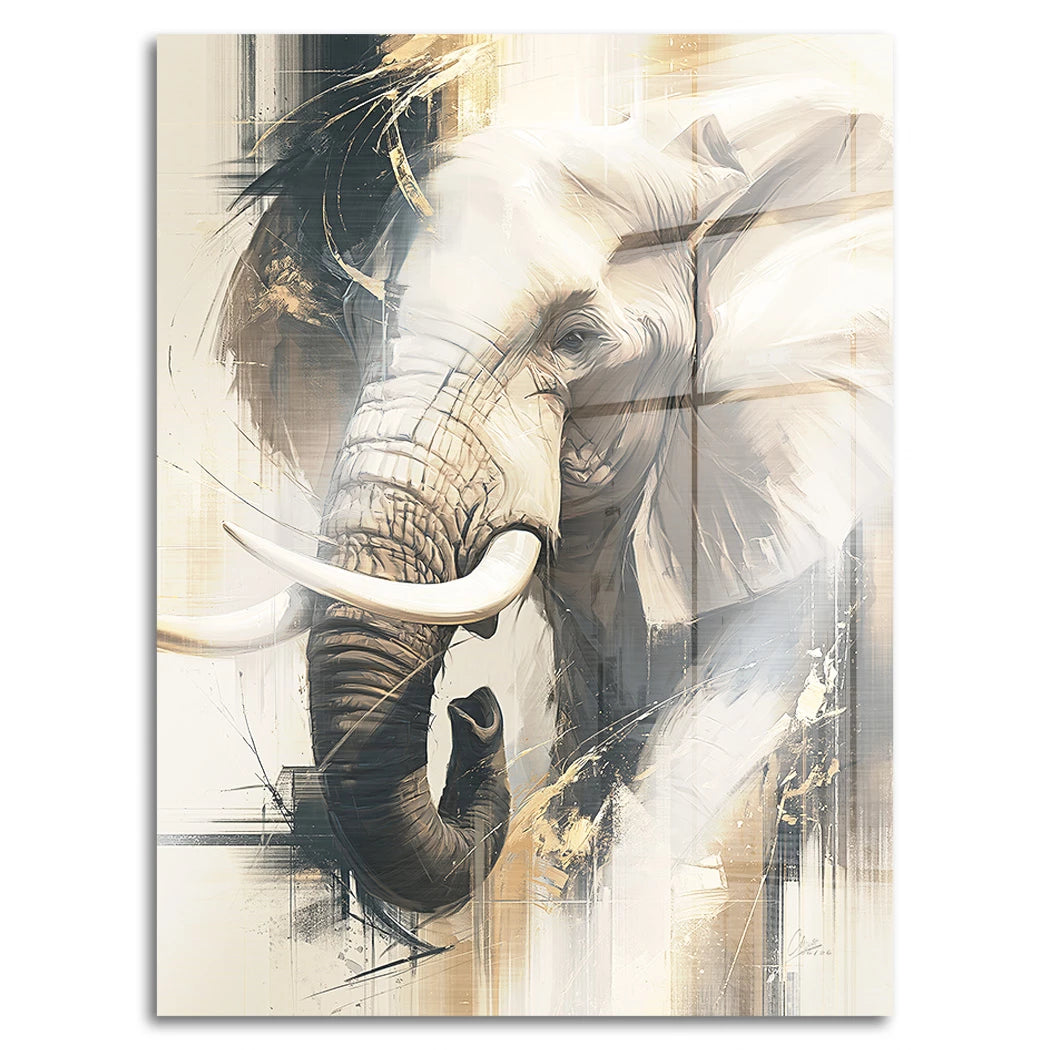 Goldener Elefant Aluminiumbild gebürstet