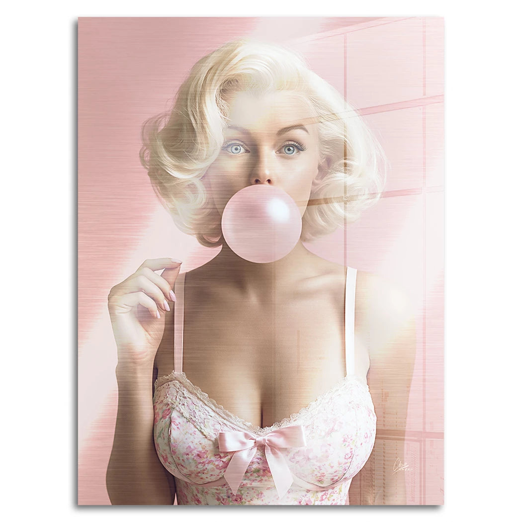 Marilyn Bubblegum Aluminiumbild gebürstet