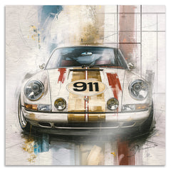 Porsche 911 Racing Aluminiumbild gebürstet