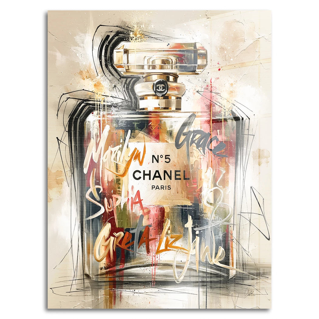 Chanel Graffiti Aluminiumbild gebürstet