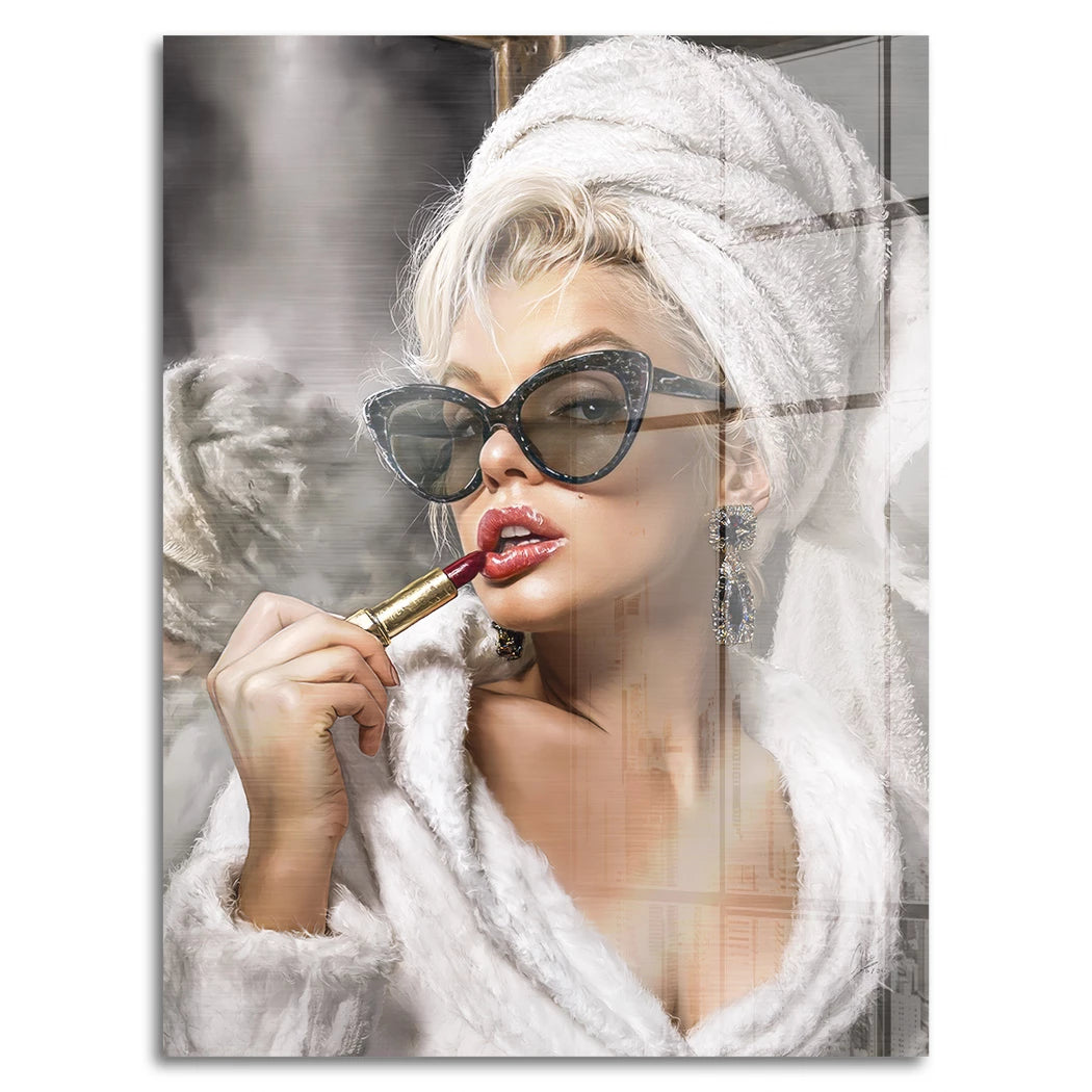 Marilyn Rouge Aluminiumbild gebürstet