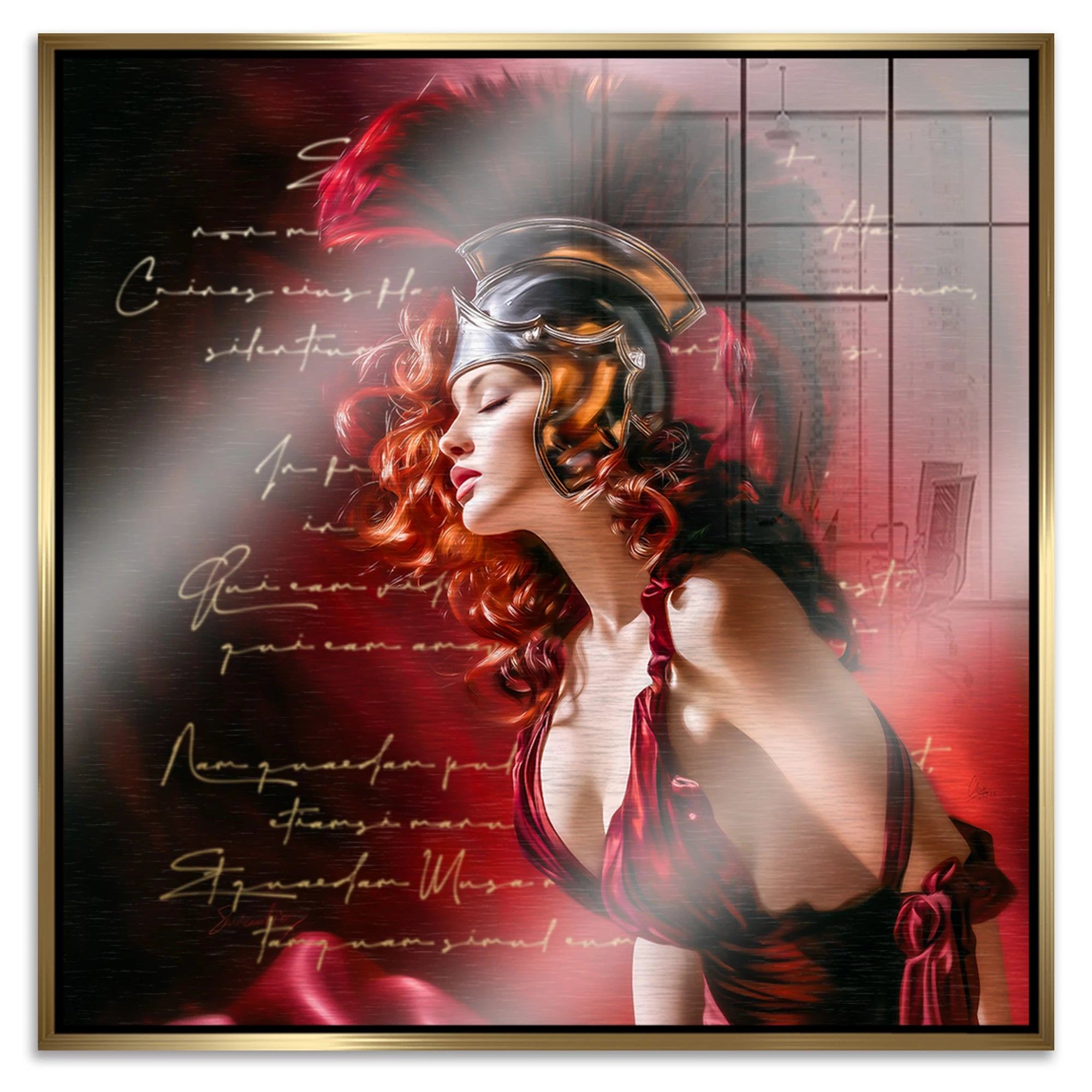 Venus in Rot Aluminiumbild gebürstet