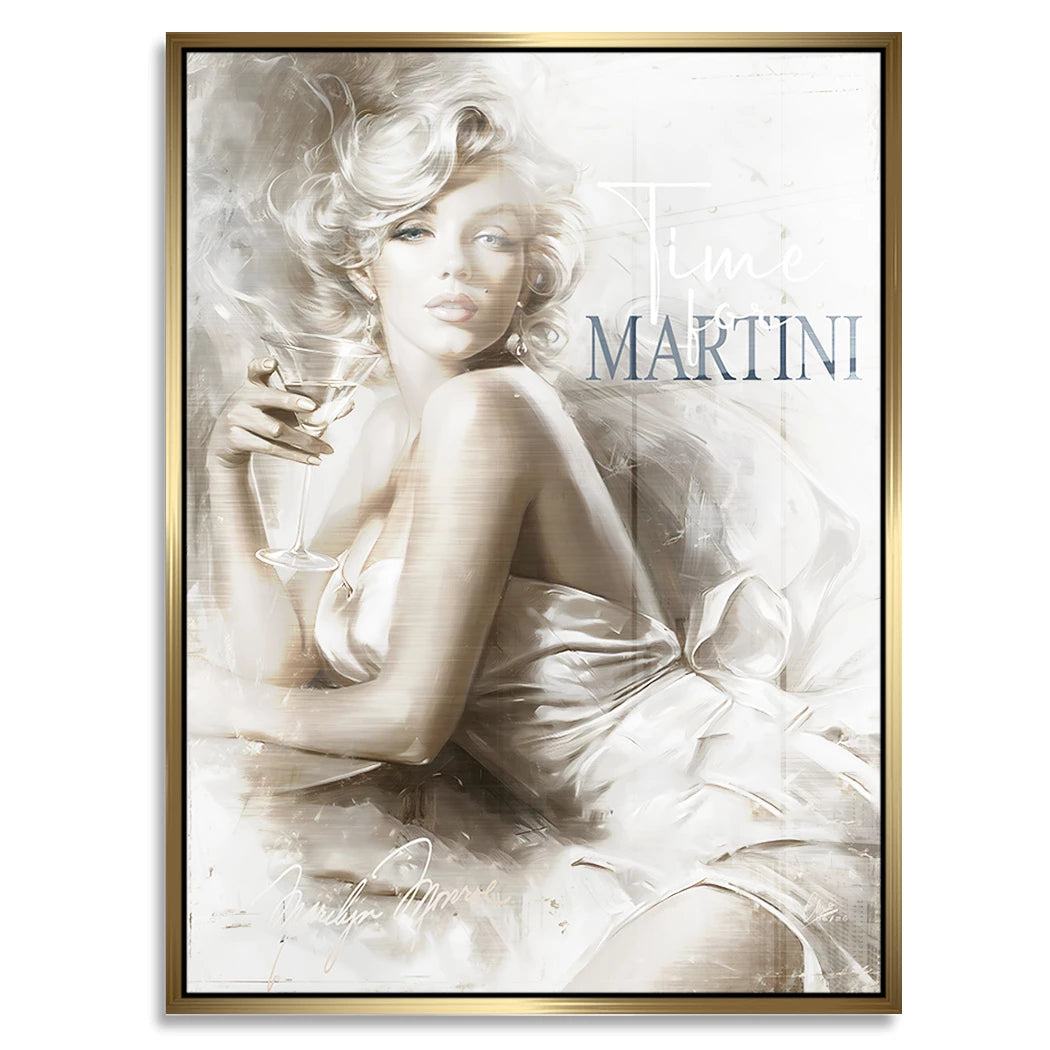 Marilyn Monroe Martini Aluminiumbild gebürstet