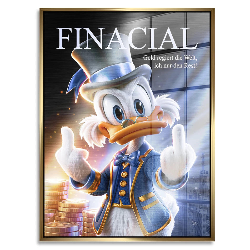 Financial Dagobert Duck Aluminiumbild gebürstet