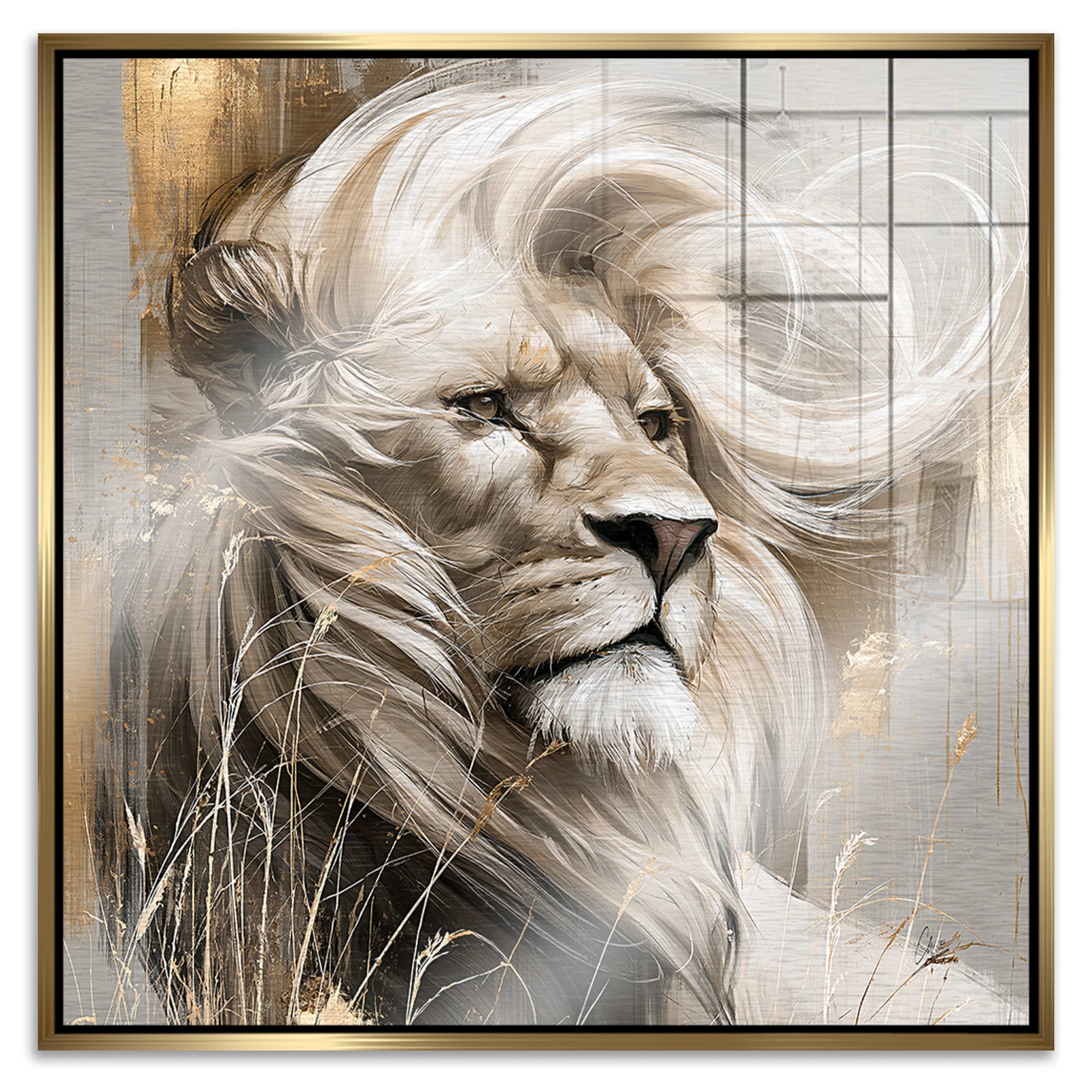 Silent Lion Aluminiumbild gebürstet