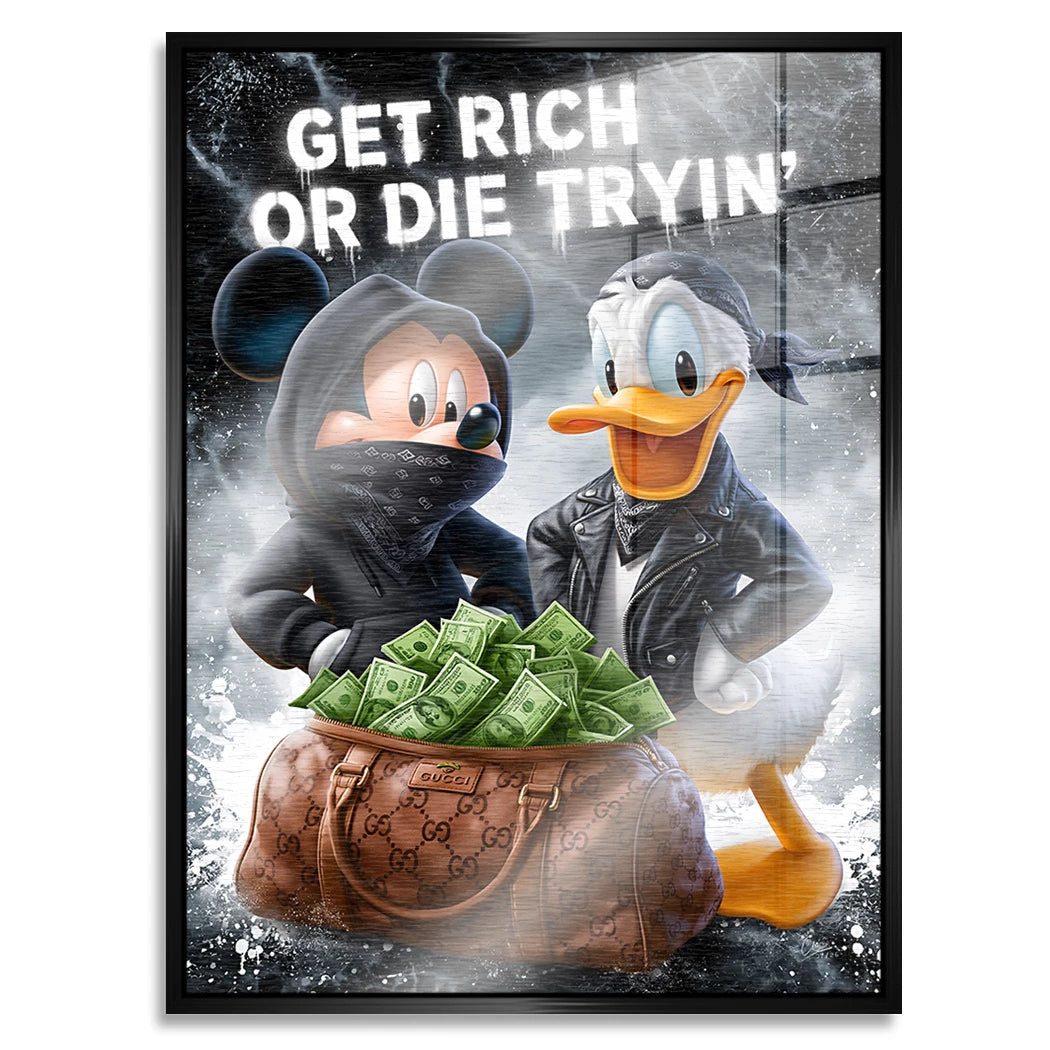 Micky Donald Gang Aluminiumbild gebürstet