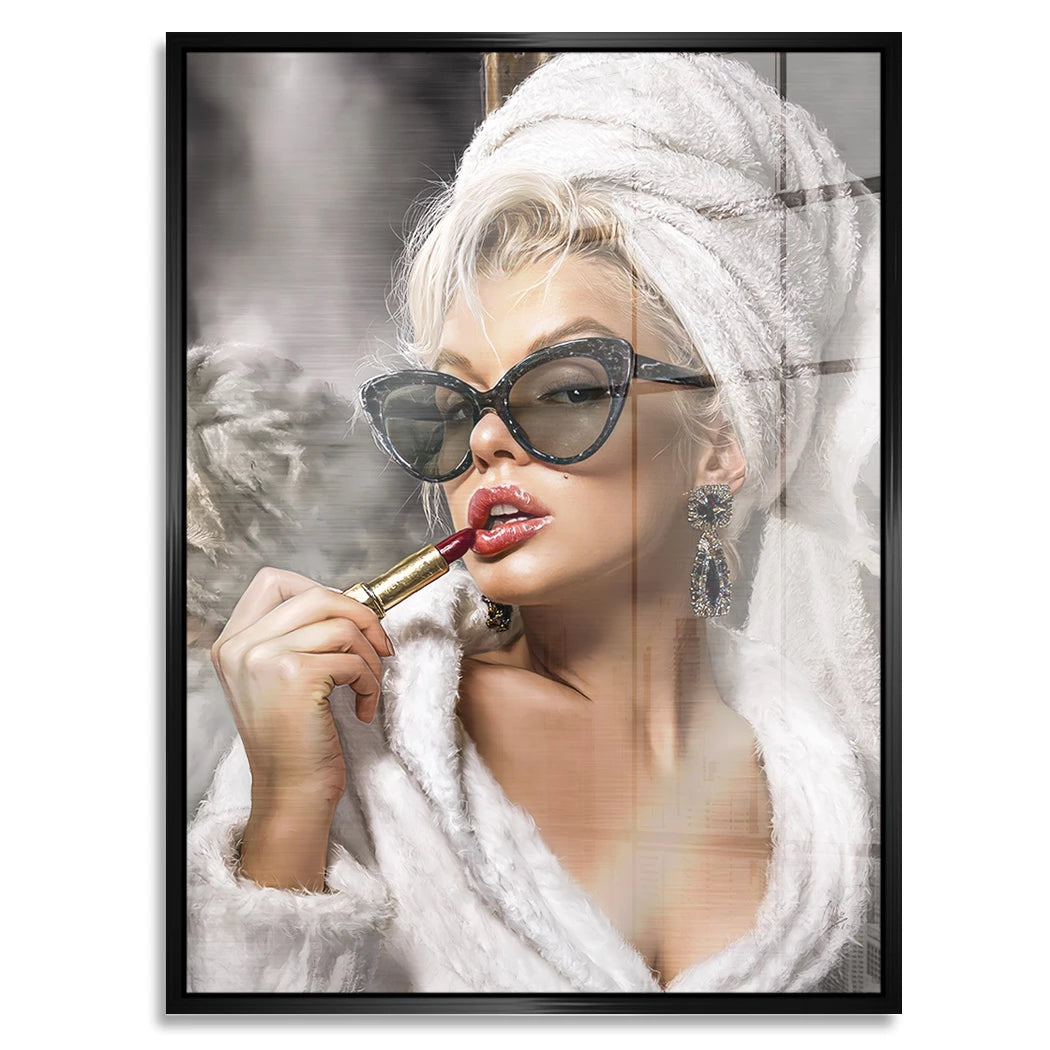 Marilyn Rouge Aluminiumbild gebürstet