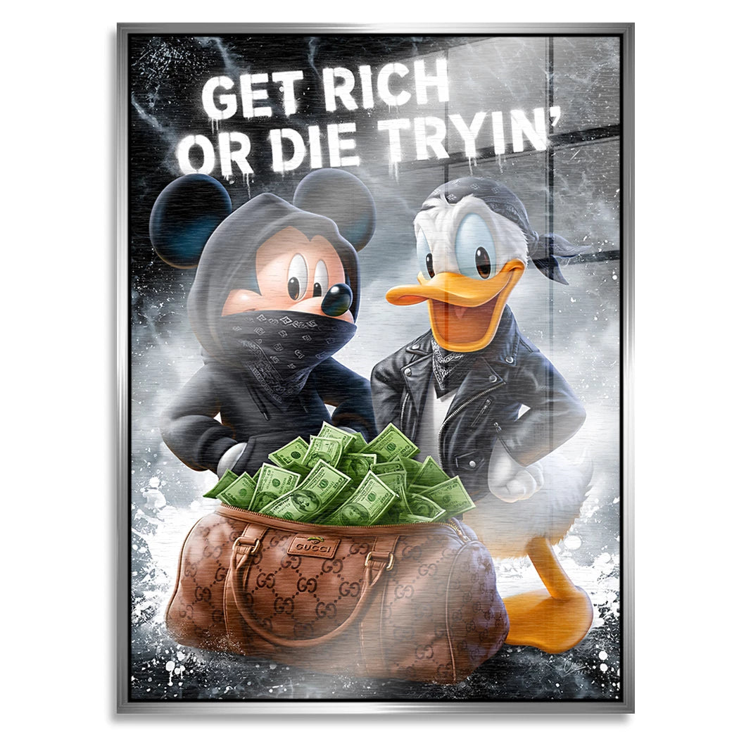 Micky Donald Gang Aluminiumbild gebürstet