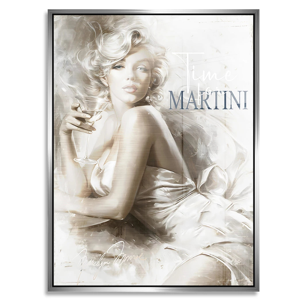 Marilyn Monroe Martini Aluminiumbild gebürstet