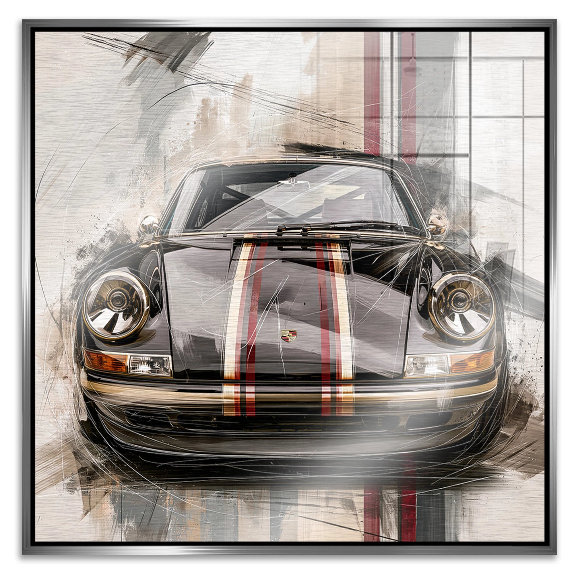 Porsche 911 Noble Aluminiumbild gebürstet
