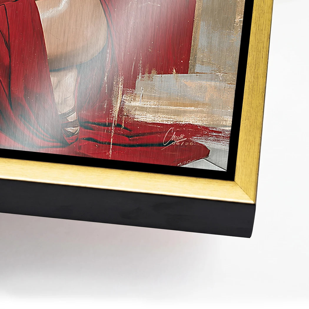 Goldene Gladiatorin Aluminiumbild gebürstet