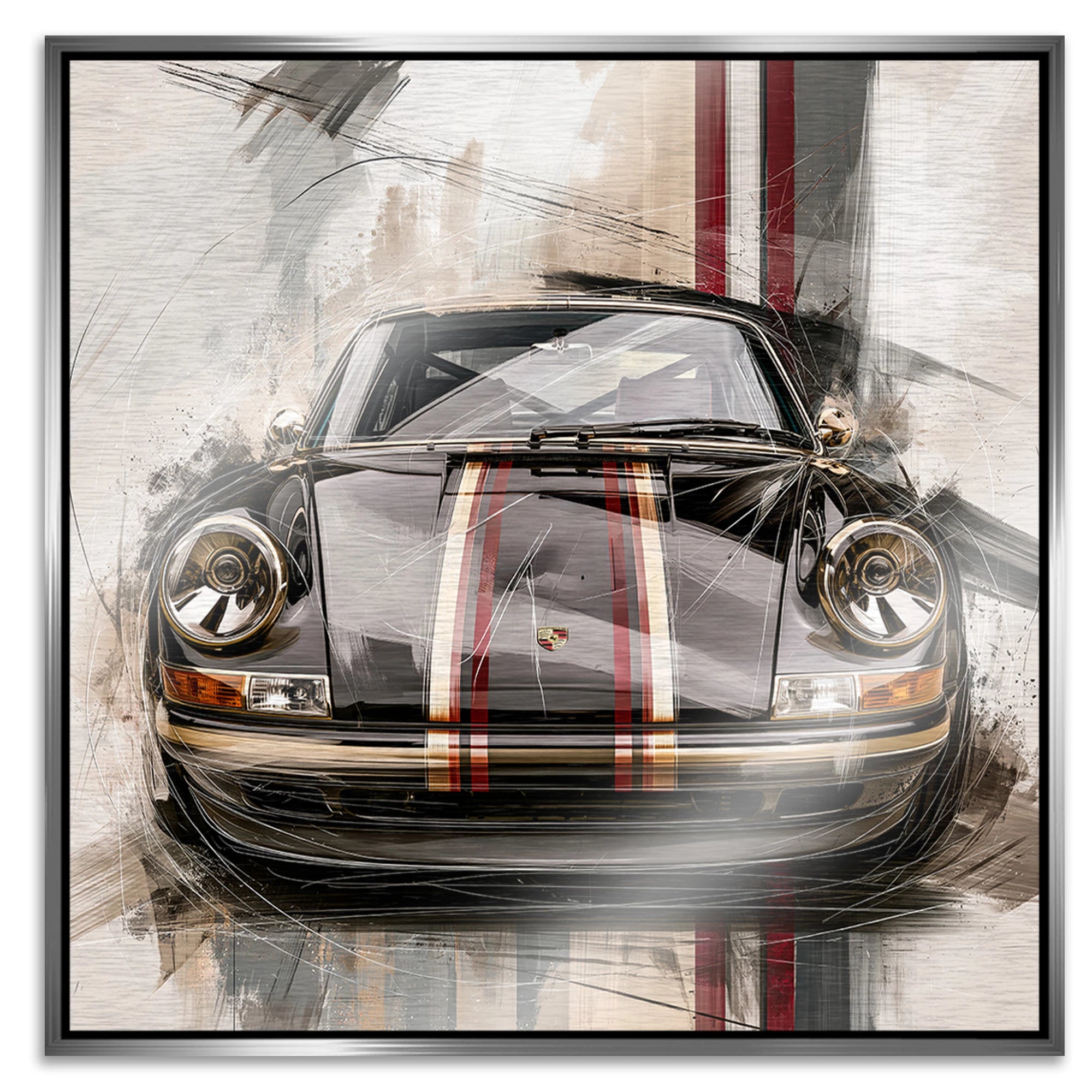 Porsche 911 Noble Aluminiumbild gebürstet