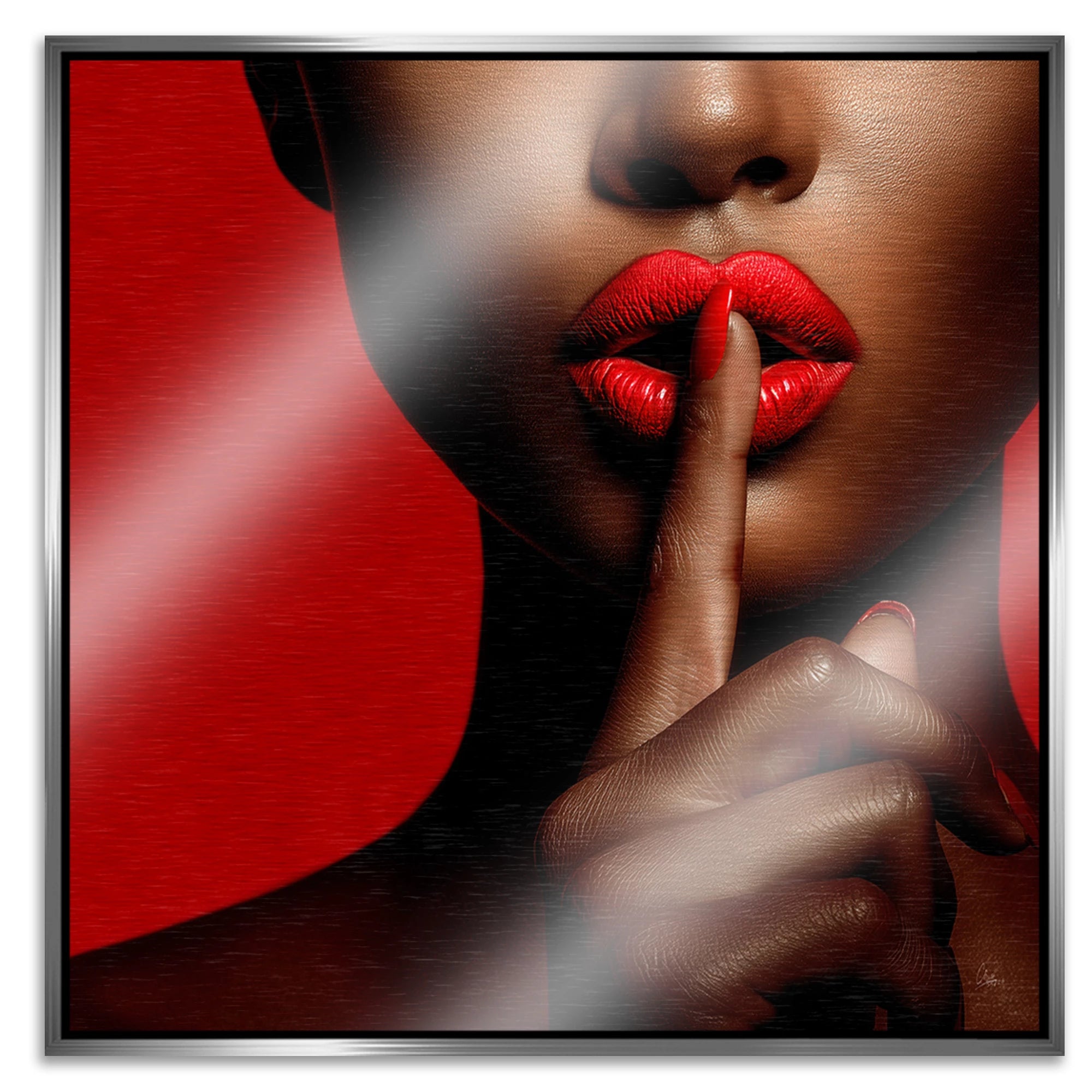 Psst in Rot Aluminiumbild gebürstet