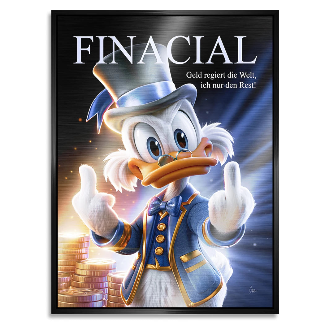 Financial Dagobert Duck Aluminiumbild gebürstet