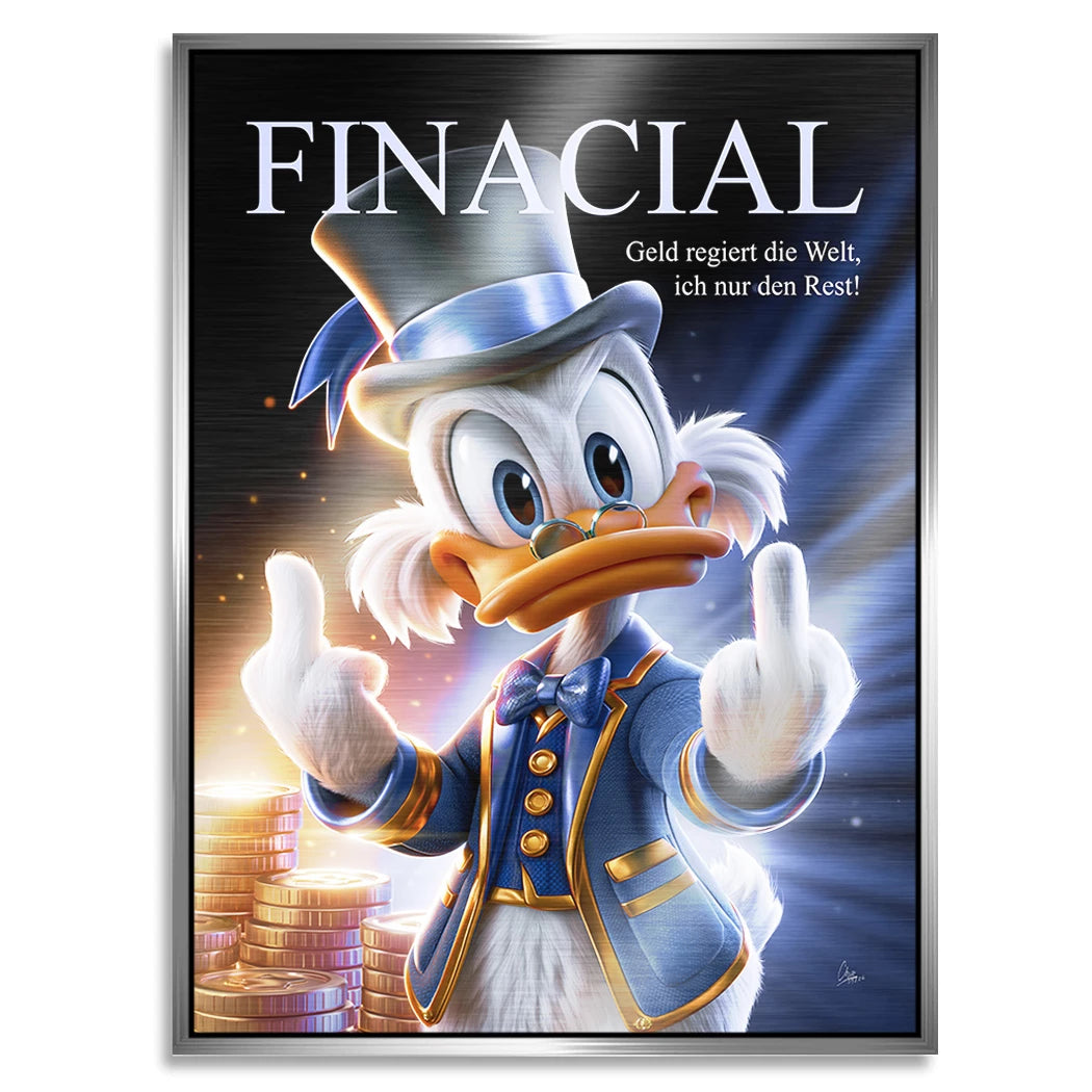Financial Dagobert Duck Aluminiumbild gebürstet