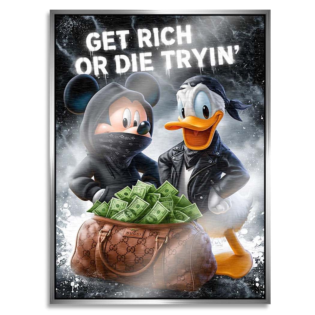 Micky Donald Gang Aluminiumbild gebürstet