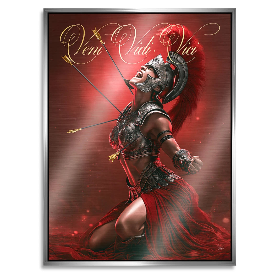 Veni Vidi Vici Gladiatorin Aluminiumbild gebürstet