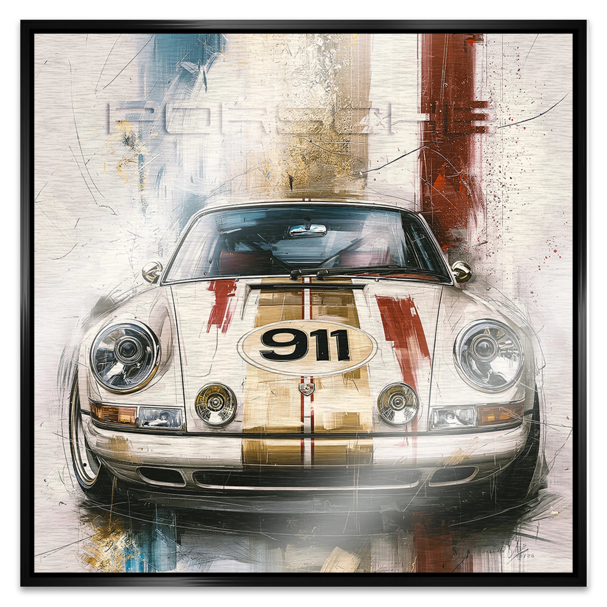 Porsche 911 Klassik Aluminiumbild gebürstet