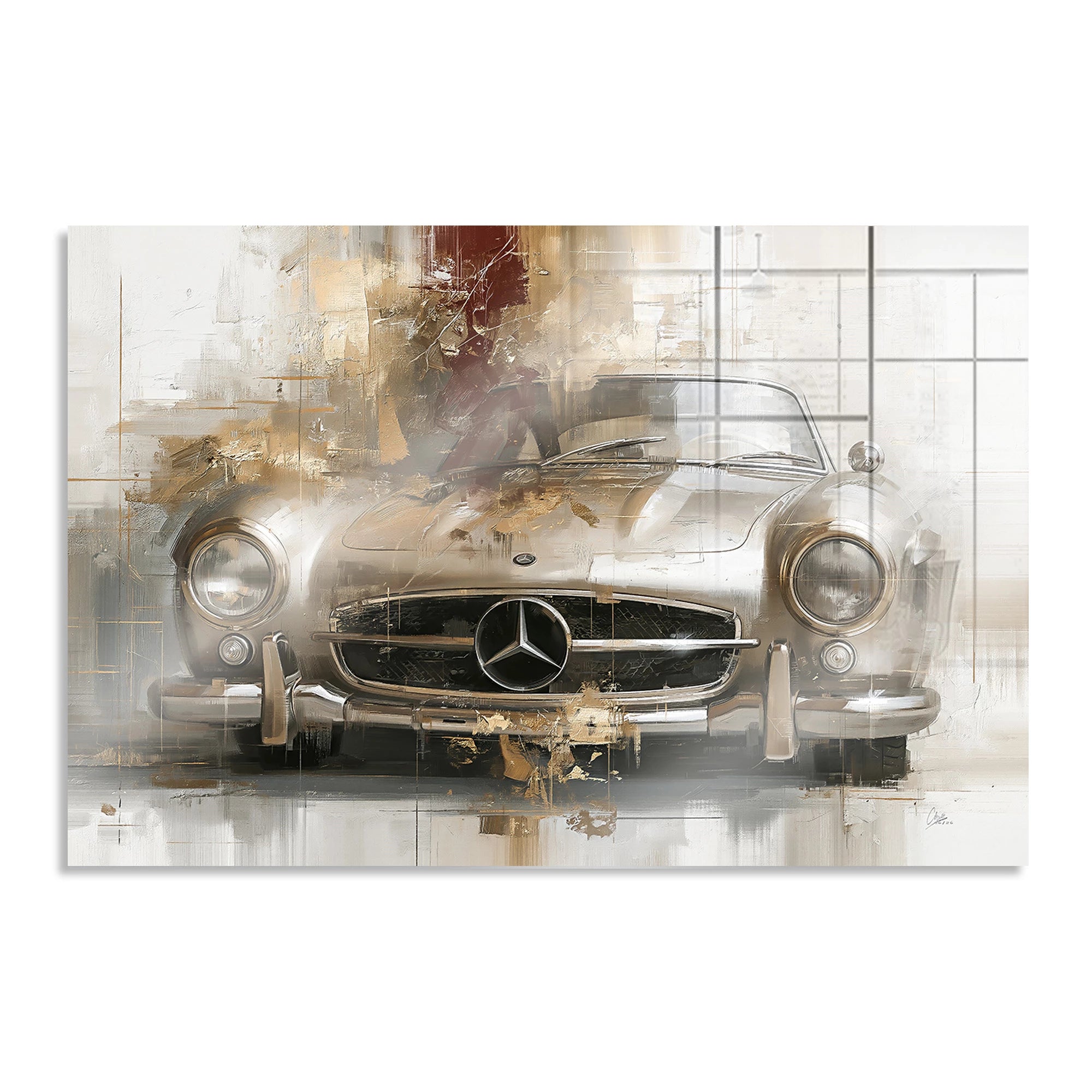 Mercedes 300SL Legende Aluminiumbild gebürstet
