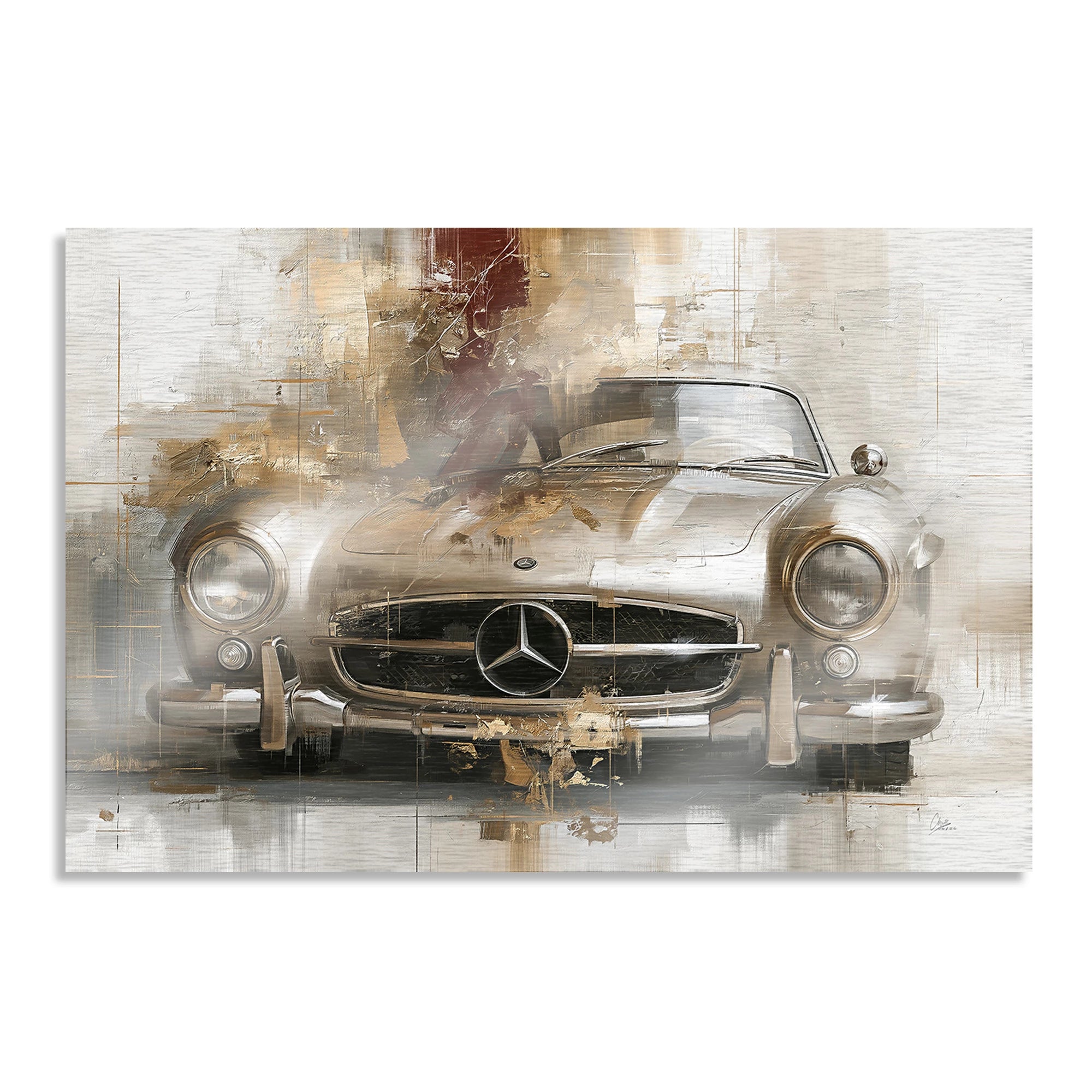Mercedes 300SL Legende Aluminiumbild gebürstet
