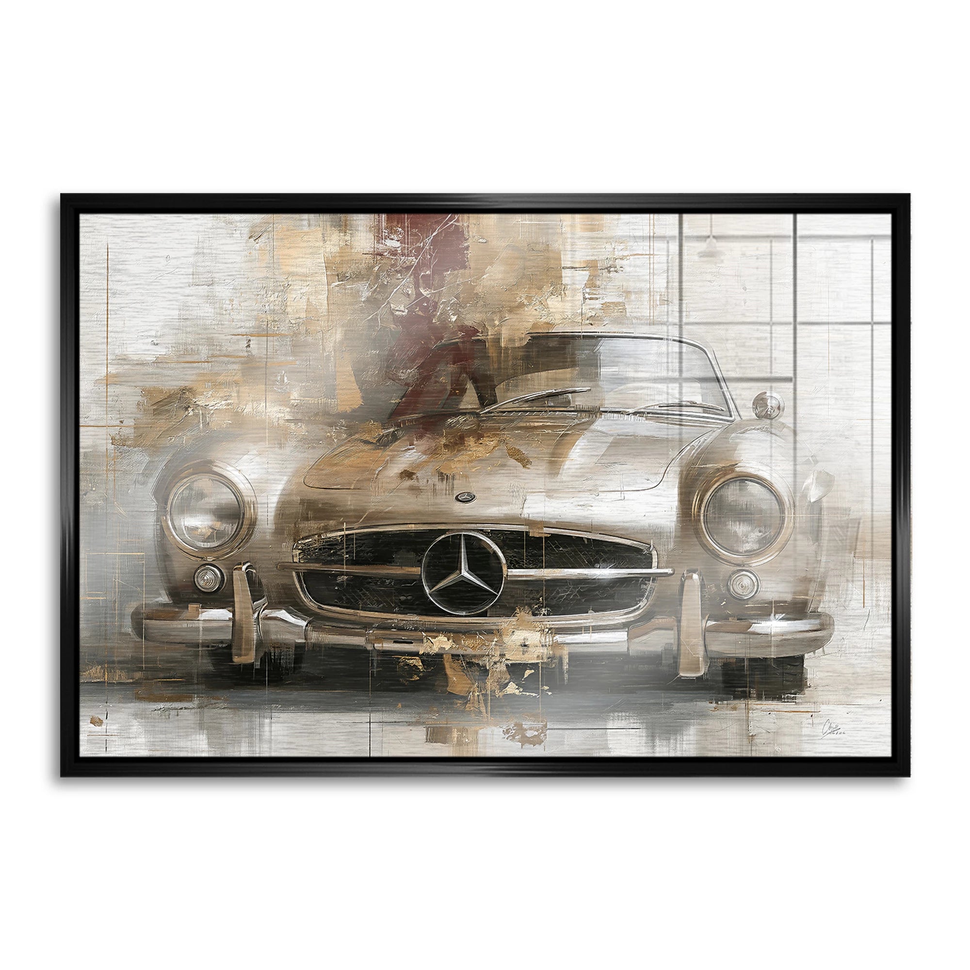 Mercedes 300SL Legende Aluminiumbild gebürstet