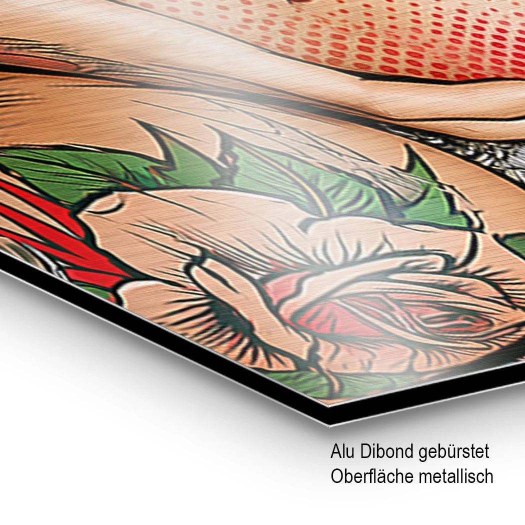 Frida Kahlo Rose Pop Art Aluminiumbild gebürstet
