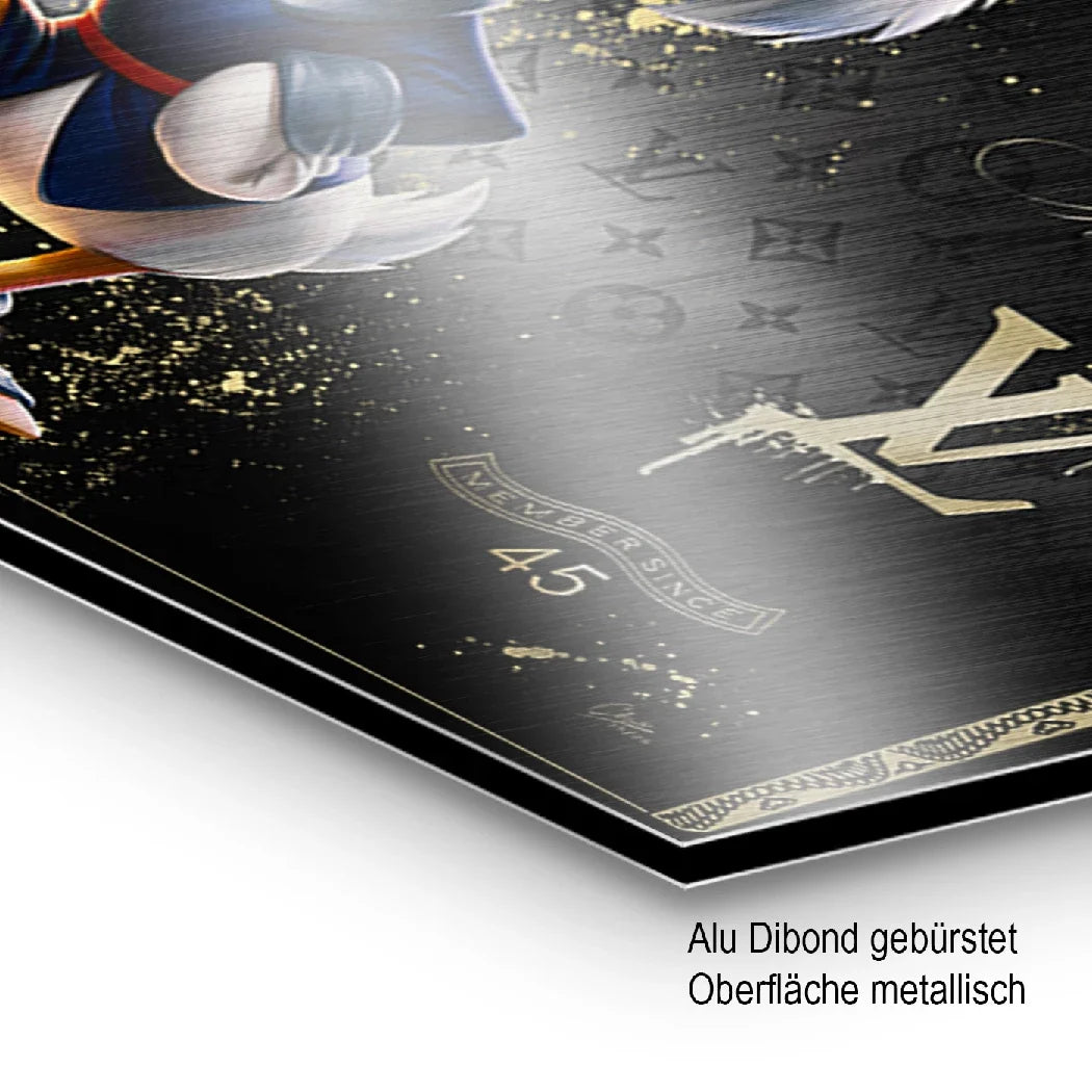 Dagobert Duck Black Amex Aluminiumbild gebürstet