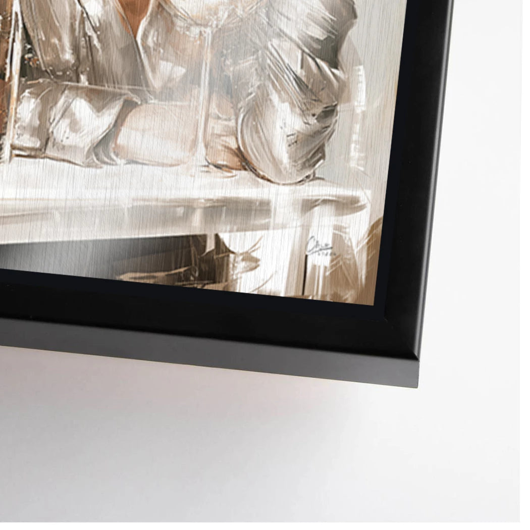 Audrey Hepburn und Marilyn Monroe Champus Aluminiumbild gebürstet