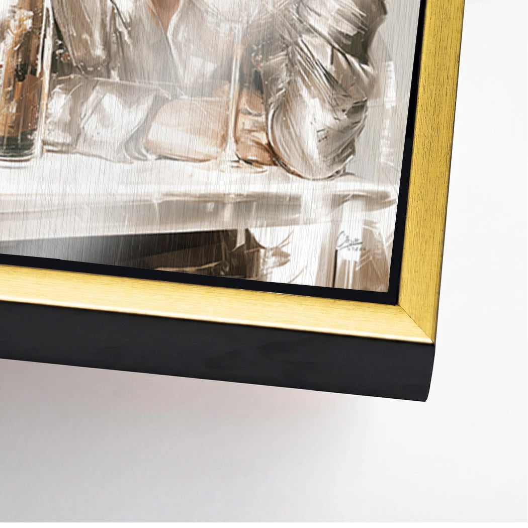 Audrey Hepburn und Marilyn Monroe Champus Aluminiumbild gebürstet