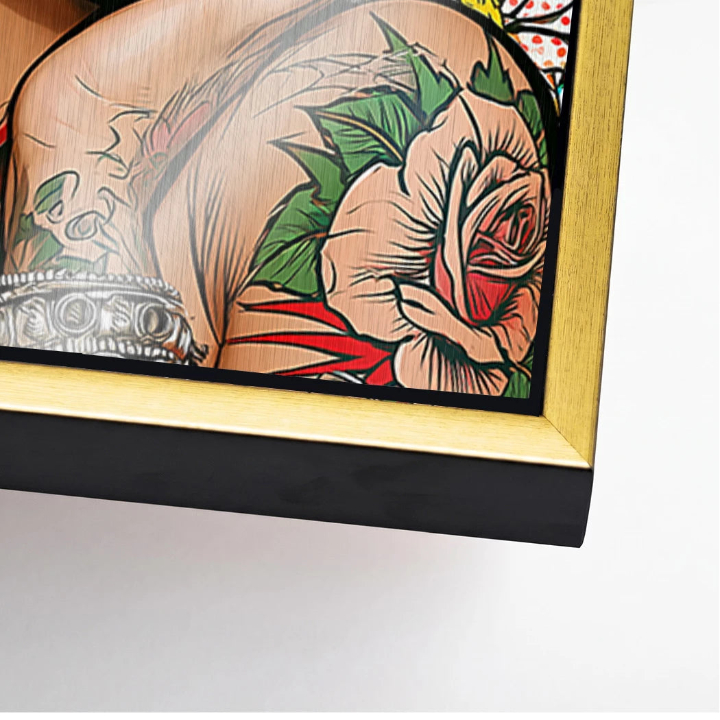 Frida Kahlo Rose Pop Art Aluminiumbild gebürstet