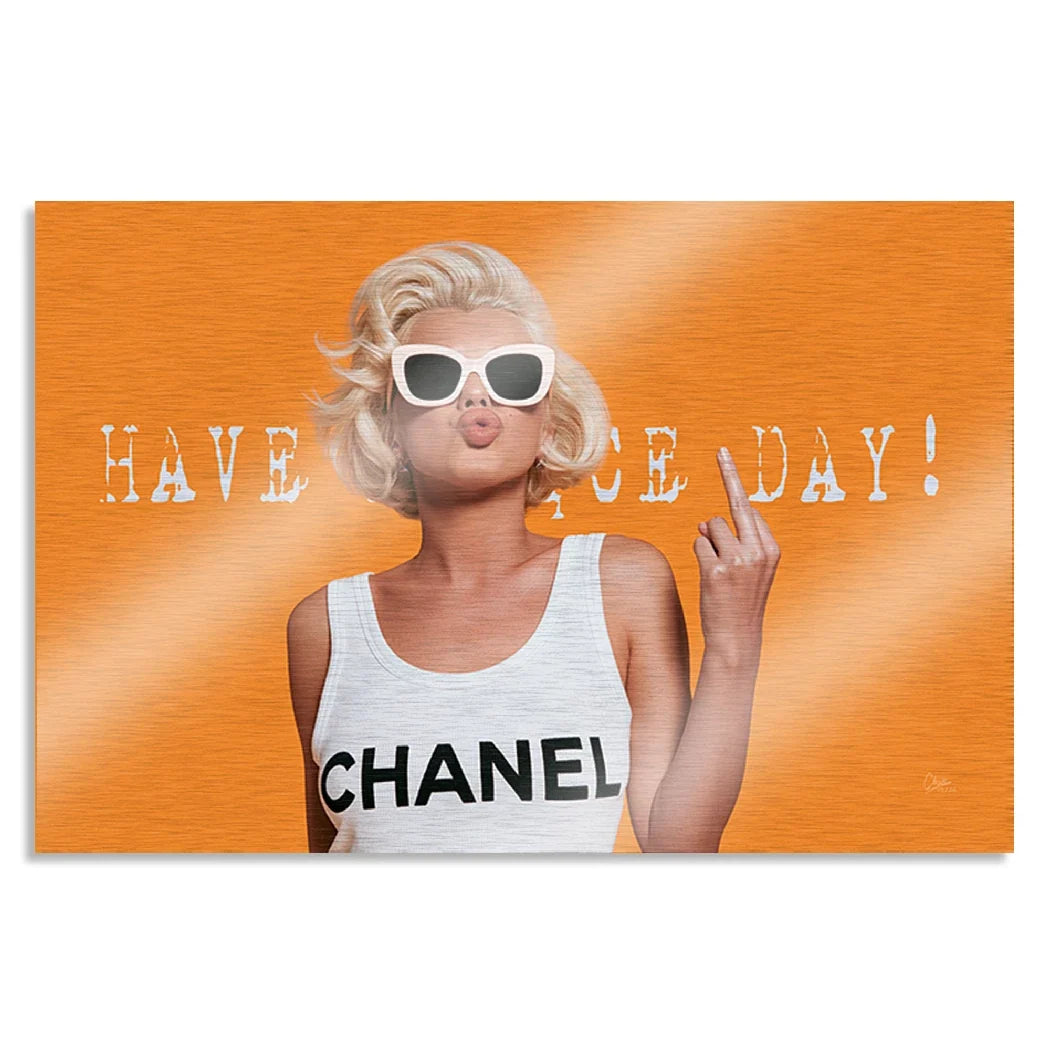 Marilyn Monroe Orange Kiss Aluminiumbild gebürstet