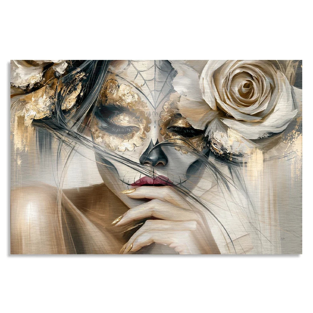 La Catrina Golden Silence Aluminiumbild gebürstet