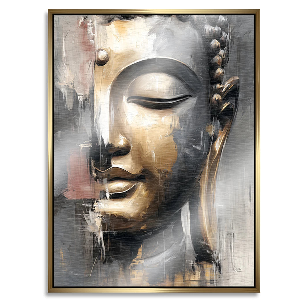 Buddha Gold Aluminiumbild gebürstet