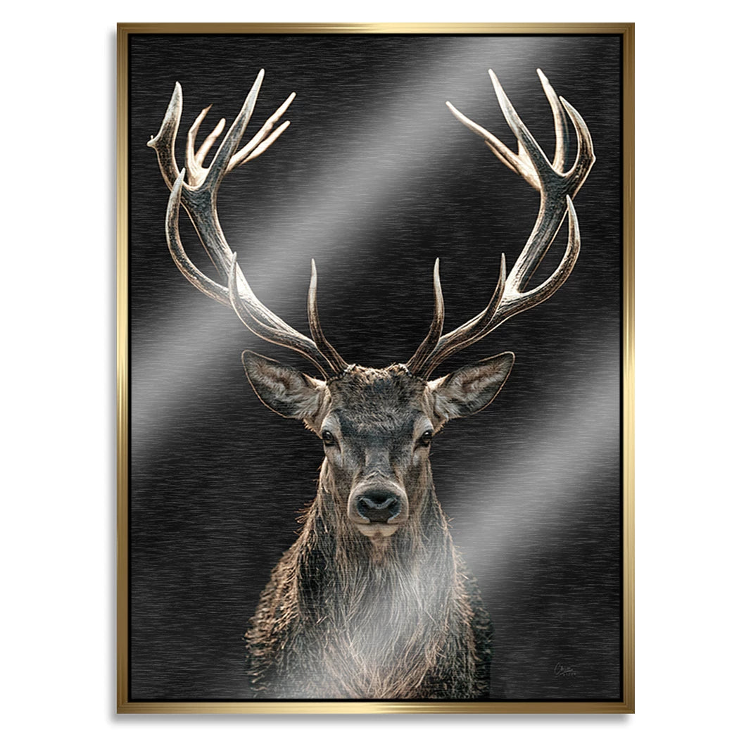 Hirsch Black Art Aluminiumbild gebürstet