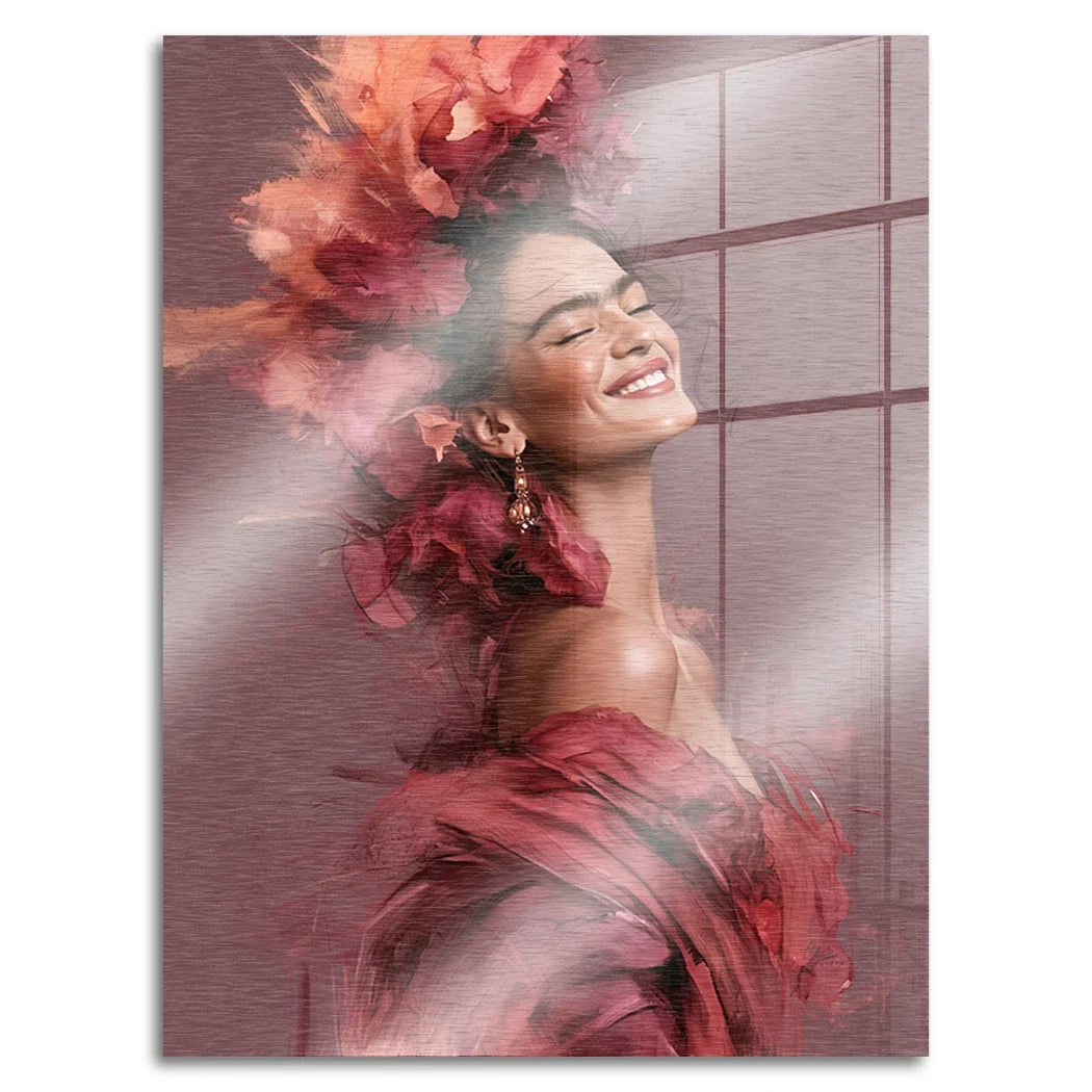 Frida Kahlo Rosenrausch Aluminiumbild gebürstet