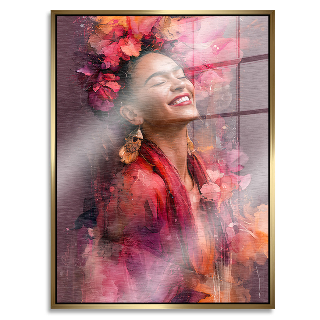 Frida Kahlo Flower Glow Aluminiumbild gebürstet