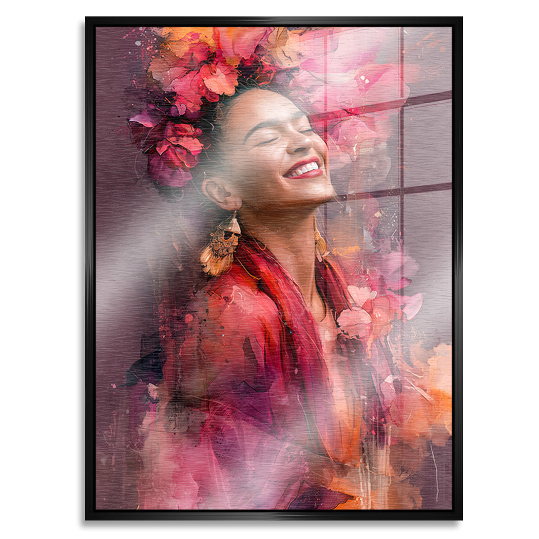 Frida Kahlo Flower Glow Aluminiumbild gebürstet