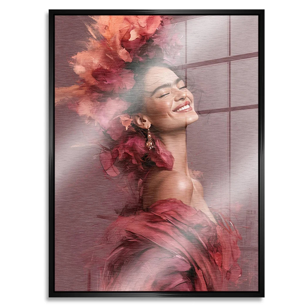 Frida Kahlo Rosenrausch Aluminiumbild gebürstet
