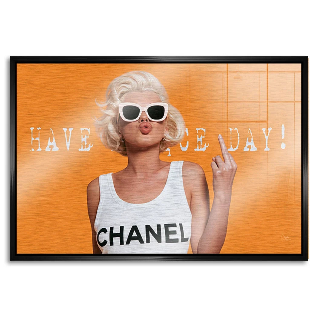 Marilyn Monroe Orange Kiss Aluminiumbild gebürstet