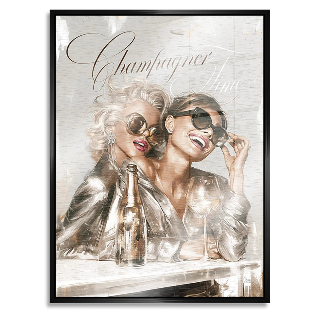Audrey Hepburn und Marilyn Monroe Champus Aluminiumbild gebürstet
