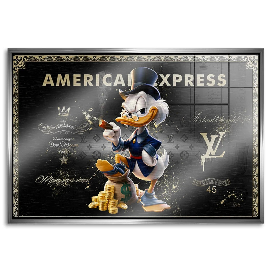 Dagobert Duck Black Amex Aluminiumbild gebürstet