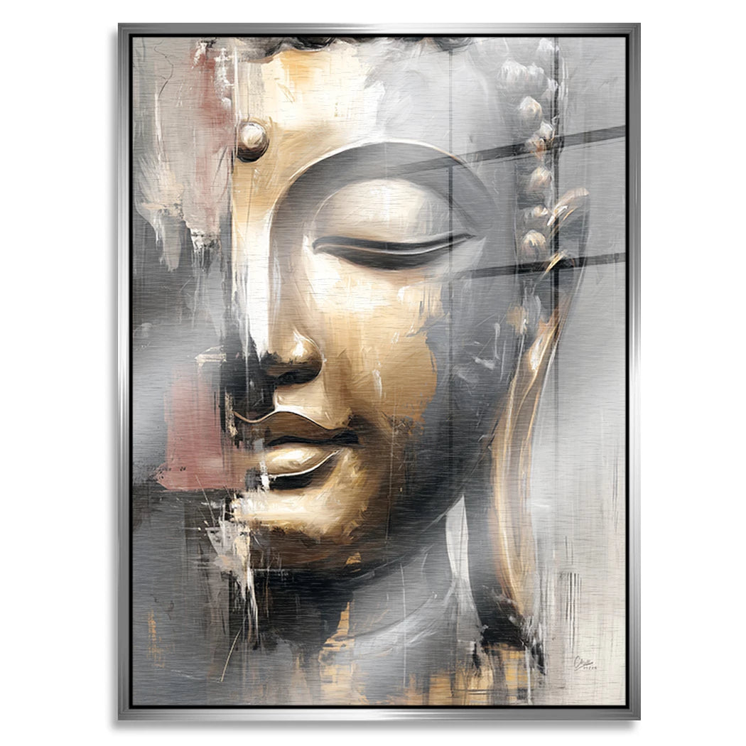 Buddha Gold Aluminiumbild gebürstet