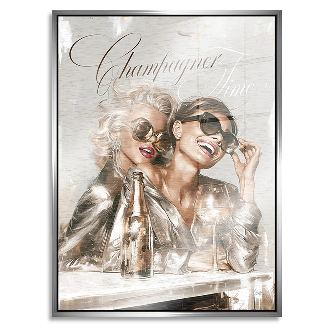 Audrey Hepburn und Marilyn Monroe Champus Aluminiumbild gebürstet