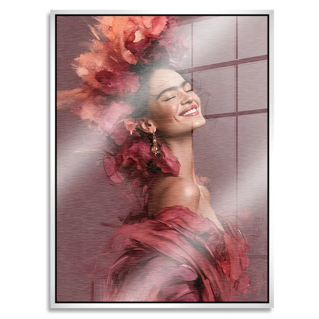 Frida Kahlo Rosenrausch Aluminiumbild gebürstet