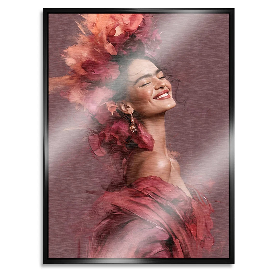 Frida Kahlo Rosenrausch Aluminiumbild gebürstet