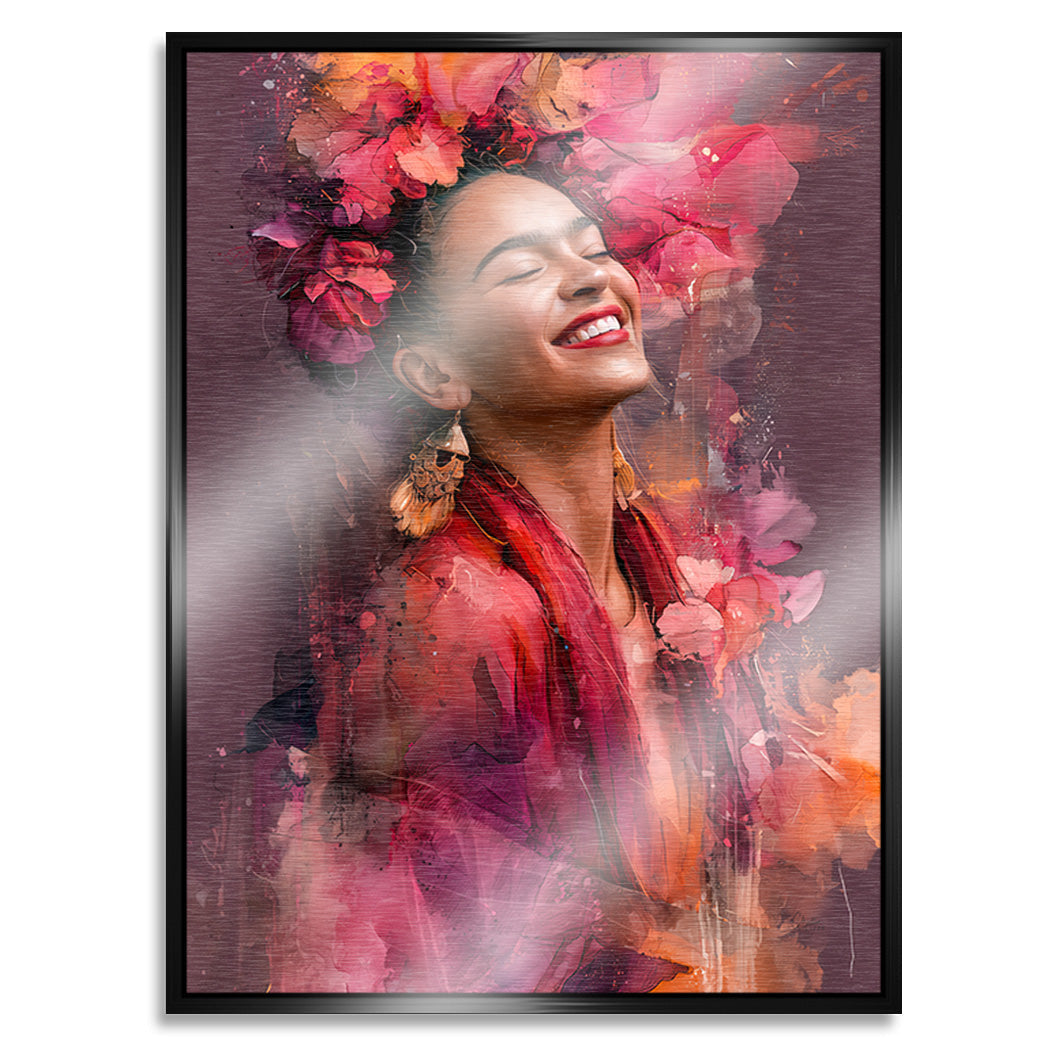 Frida Kahlo Flower Glow Aluminiumbild gebürstet